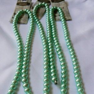 Blue Moon Manor House 14"L Glass Pearl Mint Green Lot of 3 strands crafts beads